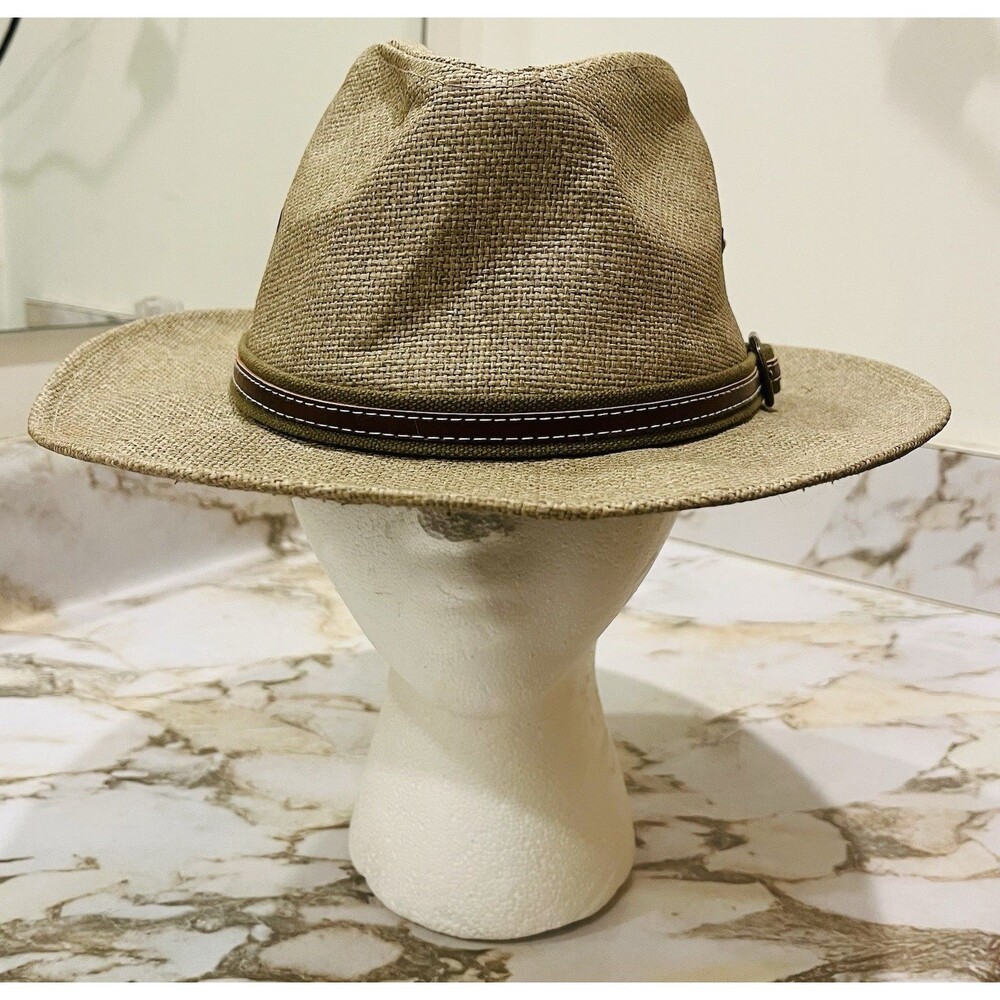 Kooringal Men’s Safari Fedora Hat M/L 59cm Tan Paper Straw Wide Brim Australia